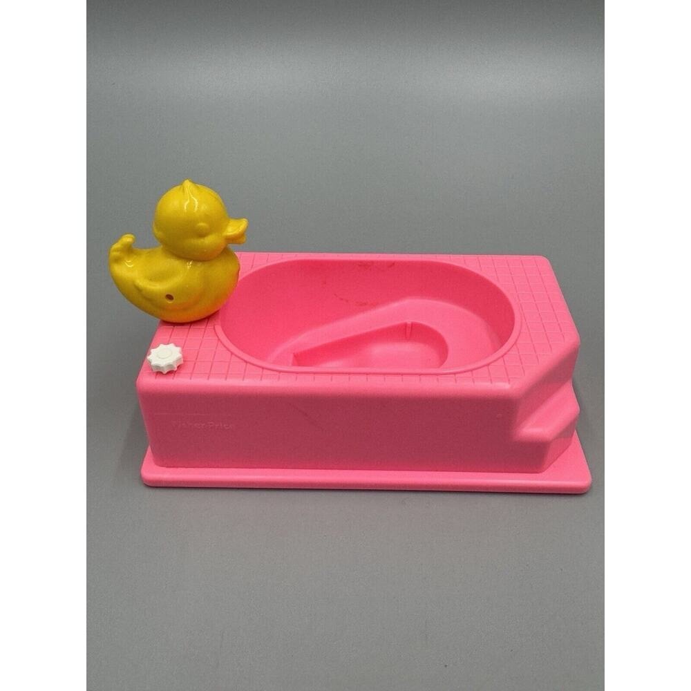 Vintage 1995 Barbie Mattel Kelly Bathtime Fun Pink Bathtub W/ Yellow Duck